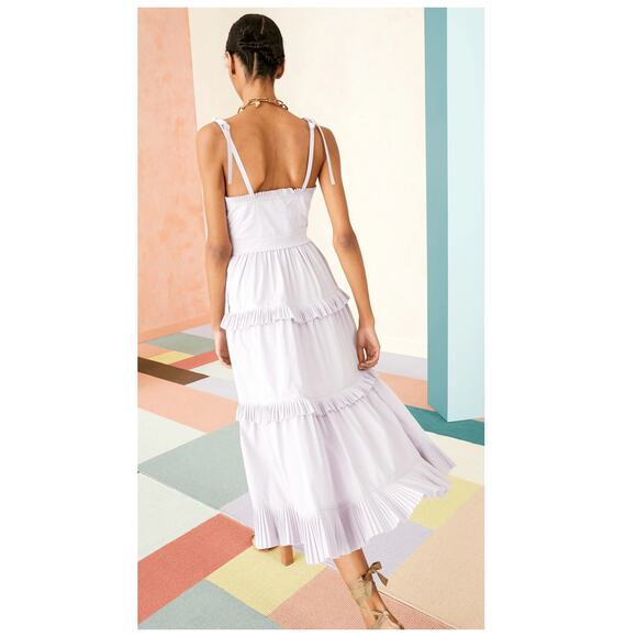 ULLA JOHNSON Lune Tiered Cotton Midi Dress Size 4 - Picture 3 of 11